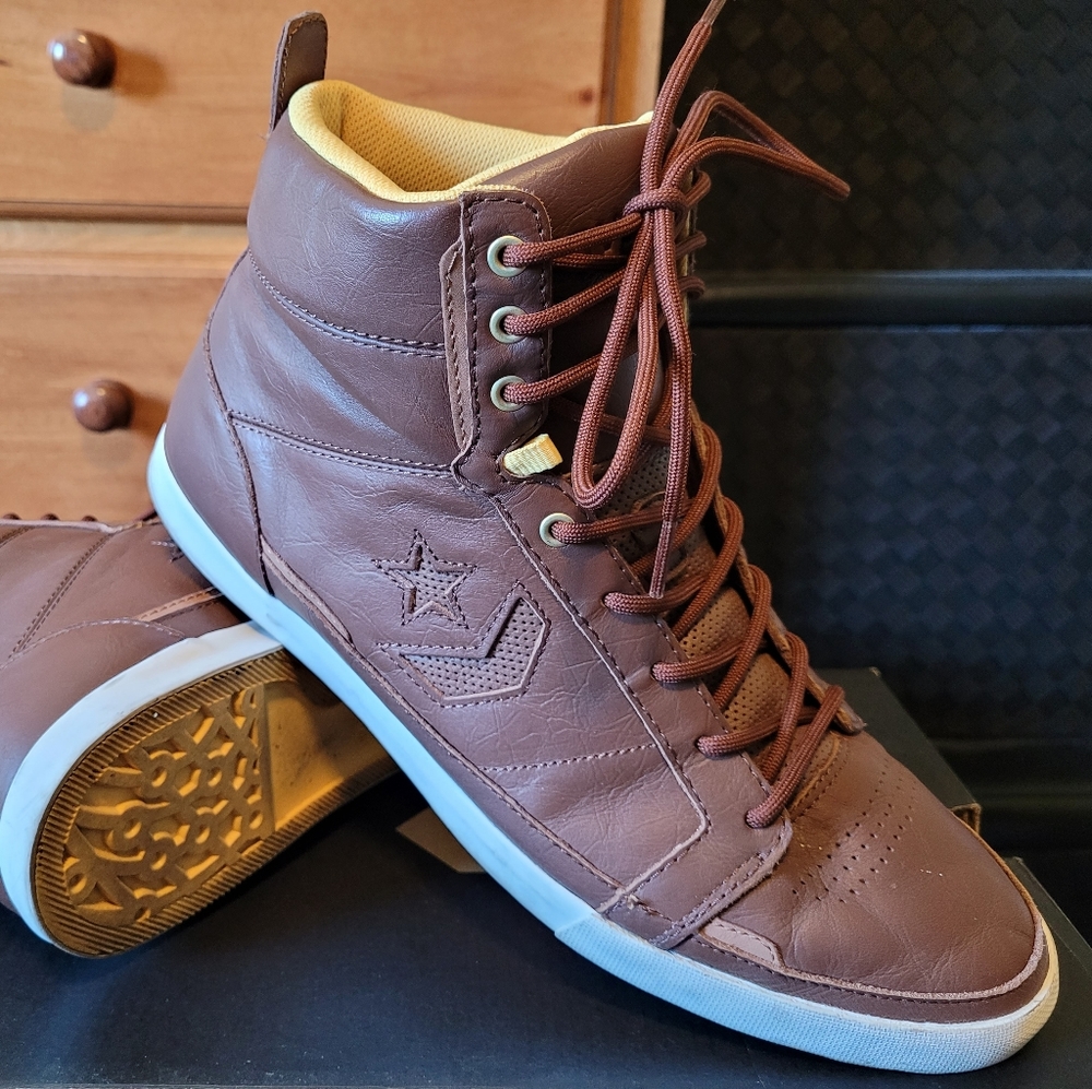 Converse Leather Free Agent Hi Top - Brown/Tan